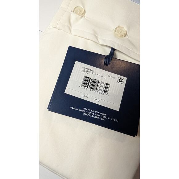 Ralph Lauren Palmer Percale Organic Standard Pillowcases Pkg of 2 White Blue NWT - Picture 2 of 4